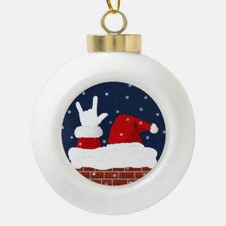 ASL Santa kerstversiering met ik hou van je in ASL Keramische Bal Ornament