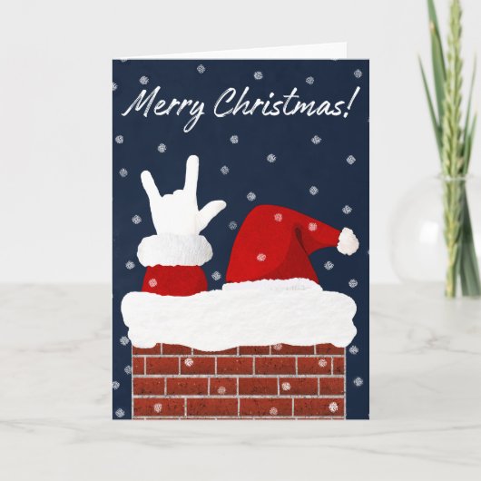 ASL Santa w/I Love You Handshape kerstkaart Feestdagen Kaart (Voorkant)