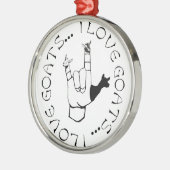 ASL SIGN IK HOOR VAN GOATS. METALEN ORNAMENT (Links)