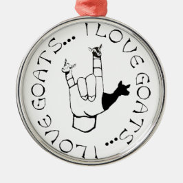 ASL SIGN IK HOOR VAN GOATS. METALEN ORNAMENT