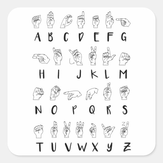 ASL Sign Language Alphabet Learning Gift Vierkante Sticker (Voorkant)