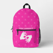 ASL Sign Language Backpack – Hot Magenta Bedrukte Rugzak (Voorkant)