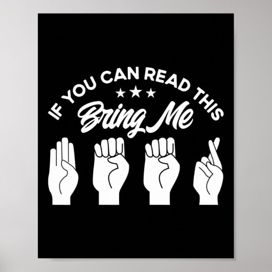 Asl Sign Language Bring Me Beer Deaf Poster (Voorkant)
