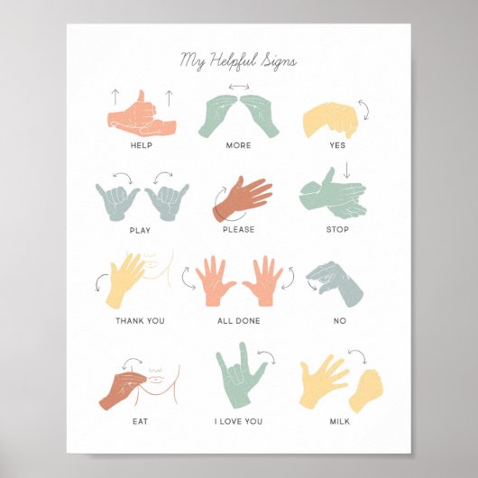 ASL Sign Language Chart for Kids Print (Voorkant)