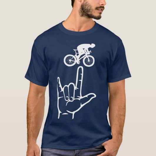 ASL Sign Language Cycling Sport Ik hou van je hand T-shirt (Voorkant)