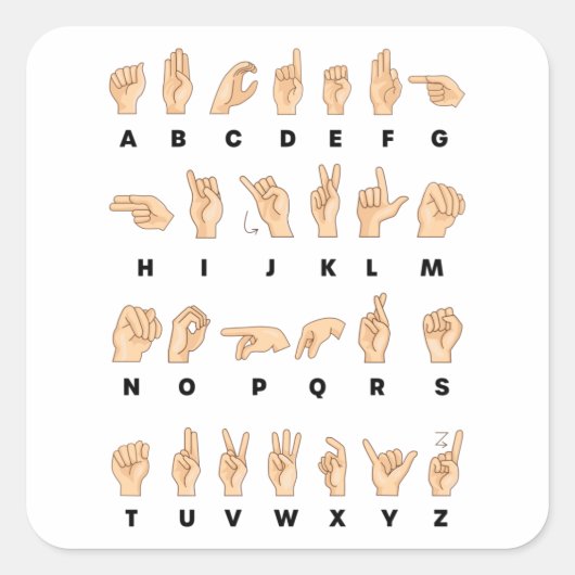 ASL Sign Language Hand Alphabet Teacher Vierkante Sticker (Voorkant)