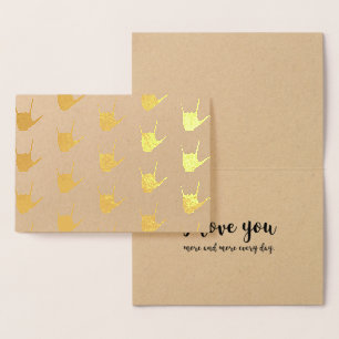 ASL Sign Language I Love You Gold Foil Kraft Card Folie Kaarten