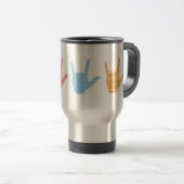 ASL Sign Language I Love You Pattern Travel Mug Reisbeker (Voorkant rechts)