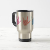 ASL Sign Language I Love You Pattern Travel Mug Reisbeker (Voorkant links)