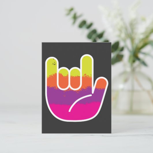 ASL Sign Language I Love You Tie Dye Briefkaart (Staand voorkant)