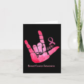 ASL Sign Love Borstkanker Bewustzijn Roze Lint Kaart (Voorkant)