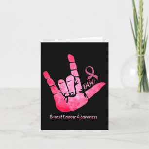 ASL Sign Love Borstkanker Bewustzijn Roze Lint Kaart