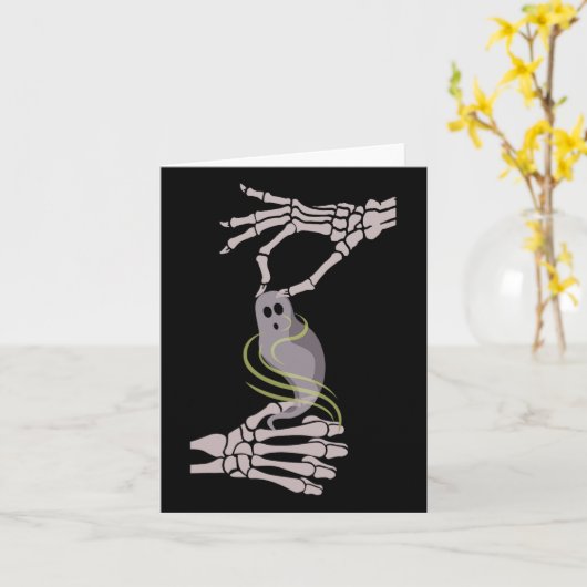 Asl Skeleton Hands Spooky Halloween Kaart (Gele Bloem)
