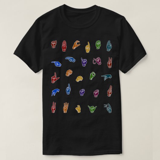 ASL Stickers ABC's Individuele ASL Alphabet Letter T-shirt (Design voorkant)