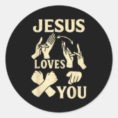 Asl Teacher American Sign Language Christian Jesus Ronde Sticker (Voorkant)