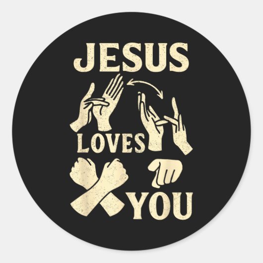 Asl Teacher American Sign Language Christian Jesus Ronde Sticker (Voorkant)