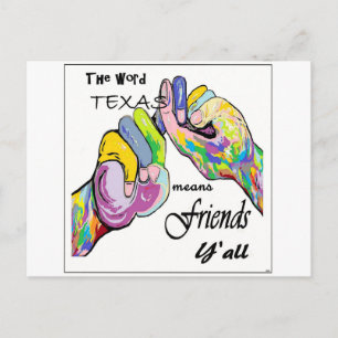ASL Texas Means Friend Briefkaart
