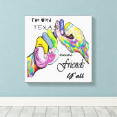 ASL Texas Means Friend Canvas Afdruk (Insitu (Houten vloer))
