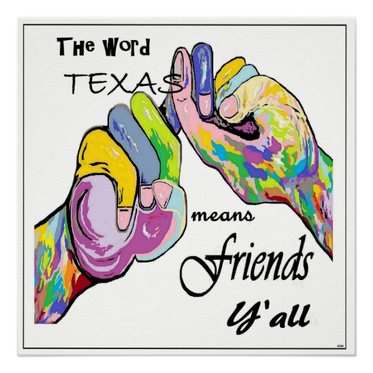 ASL Texas Means Friend Poster (Voorkant)