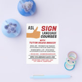 ASL Thumbs-up Gesture Sign Language Course Advert Flyer (Enkel)