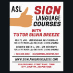 ASL Thumbs-up Gesture Sign Language Course Advert Flyer<br><div class="desc">ASL-duim-omhoog de cursus van de Taal van het gebaar van het gebaar Adverteren broers door de opslag van het Visitekaartje.</div>