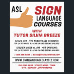 ASL Thumbs-up Gesture Sign Language Course Advert Flyer<br><div class="desc">ASL-duim-omhoog de cursus van de Taal van het gebaar van het gebaar Adverteren broers door de opslag van het Visitekaartje.</div>