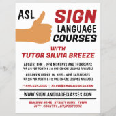 ASL Thumbs-up Gesture Sign Language Course Advert Flyer (Voorkant)
