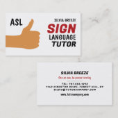 ASL Thumbs-up Gesture Sign Language Tutor, leraar Visitekaartje (Voorkant / Achterkant)