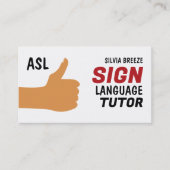 ASL Thumbs-up Gesture Sign Language Tutor, leraar Visitekaartje (Voorkant)