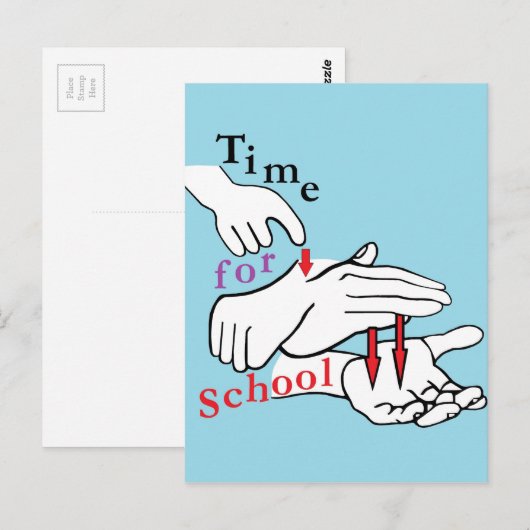 ASL-tijd voor school Briefkaart (Voorkant / Achterkant)