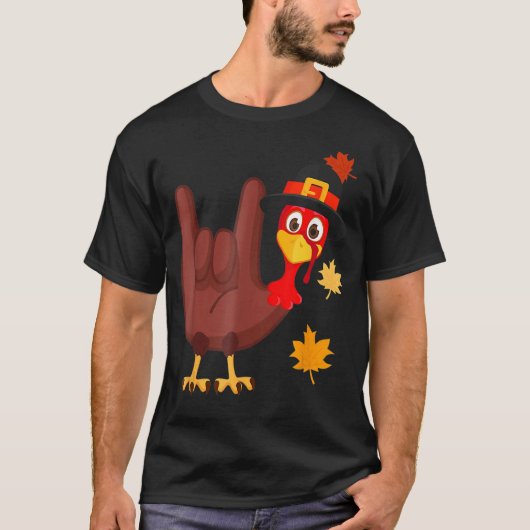 ASL Turkey American Sign Language I Love You T-shirt (Voorkant)