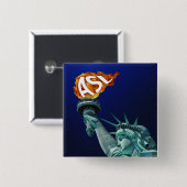 ASL verlicht doven en mensen horen Vierkante Button 5,1 Cm (Voorkant /achterkant)