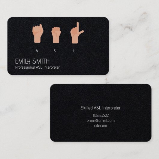 ASL Vertaler Tolk Visitekaartje (Voorkant / Achterkant)