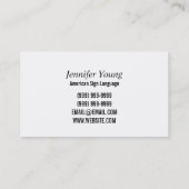 ASL, Visitekaartje gebarentaal (Achterkant)