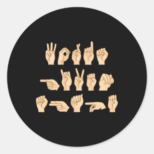 ASL Woorden krijgen vorm Amerikaanse Gebarentaal 1 Ronde Sticker