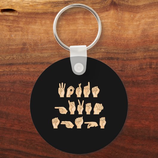 ASL Woorden krijgen vorm Amerikaanse Gebarentaal 1 Sleutelhanger (Achterkant)