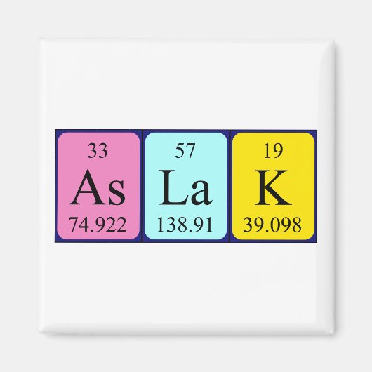 Aslak periodieke lijstnaam magnet (Voorkant)