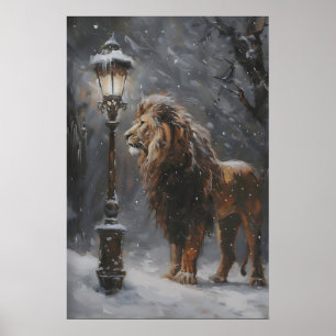 Aslan Lamppost Narnia Kunstposter, Leeuw Printbaar Poster