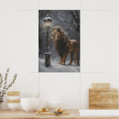 Aslan Lamppost Narnia Kunstposter, Leeuw Printbaar Poster (Keuken)