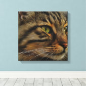 Aslan The Long Hazard Tabby Cat Canvas Afdruk (Insitu (Houten vloer))