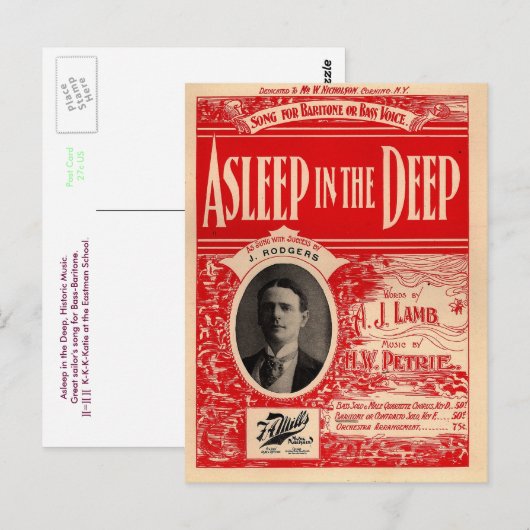 Aslapen in de diepe - Grote Nautische Song Briefkaart (Voorkant / Achterkant)