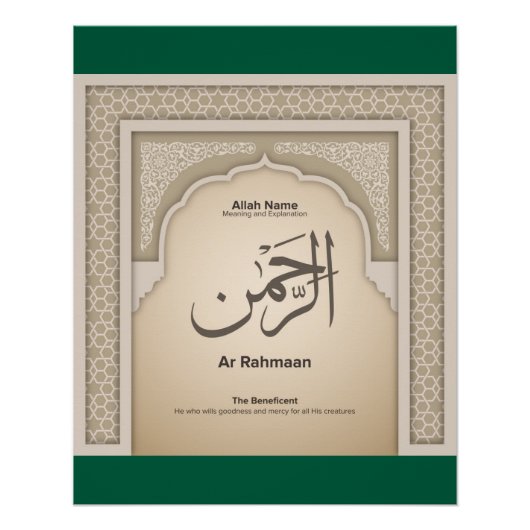 Asma’ul Husna-Ar Rahmaan-De Weldoener Perfect Poster (Voorkant)