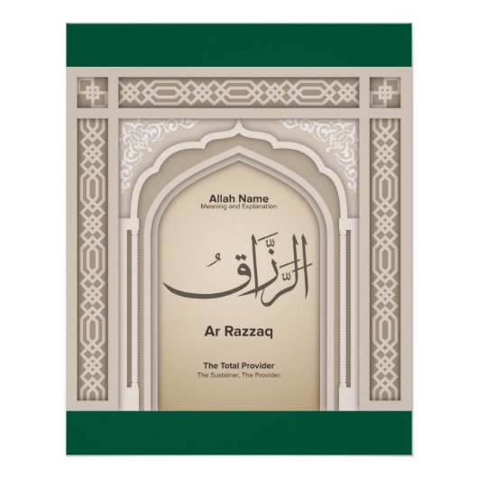 Asma’ul Husna-Ar Razzaq-De Totale Voorzienaar Perfect Poster (Voorkant)