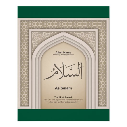 Asma’ul Husna- As Salam-De Heiligste. Perfect Poster (Voorkant)