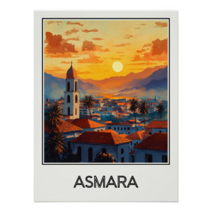 Asmara-vintage, zonsondergang op de v perfect poster