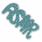 ASMR Blauwgroen tandwielen Handlettering Sticker (Voorkant)