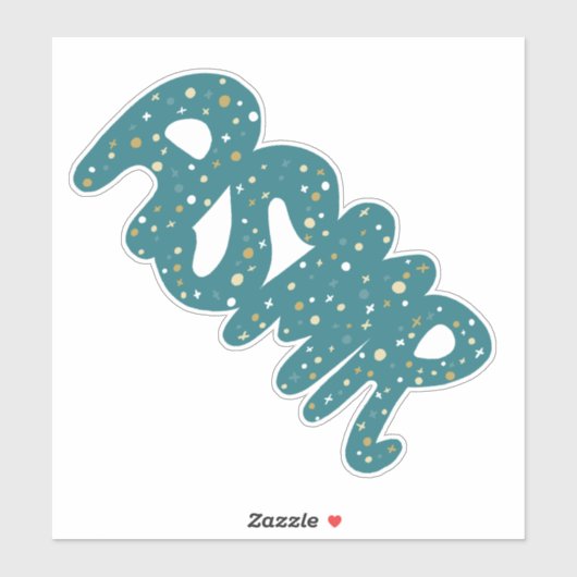 ASMR Blauwgroen tandwielen Handlettering Sticker (Vel)