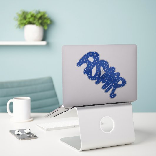 ASMR Blue Tingles Handlettering Sticker (Laptop op bureau)