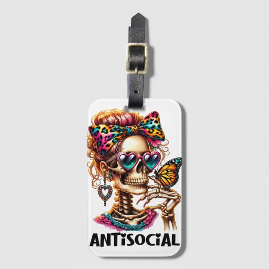 asociaal skelet bagagelabel (Voorkant (verticaal))