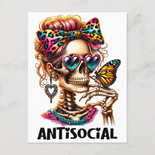 asociaal skelet feestdagenkaart